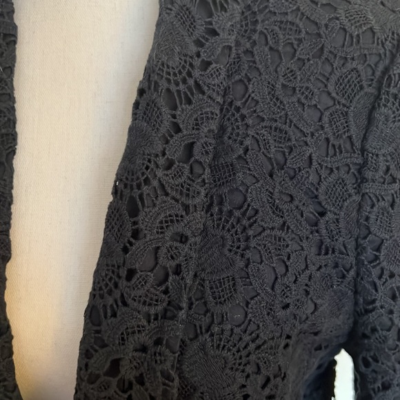 LOFT Navy Lace Overlay Open Blazer, Size 14 - Picture 2 of 5